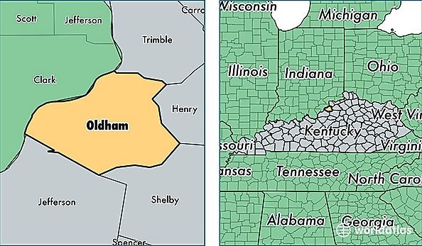location of Oldham county on a map