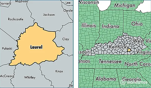 location of Laurel county on a map