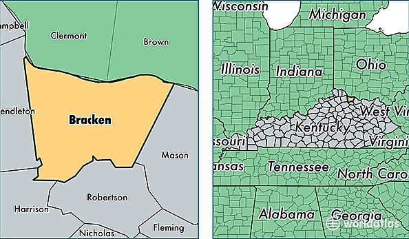 location of Bracken county on a map