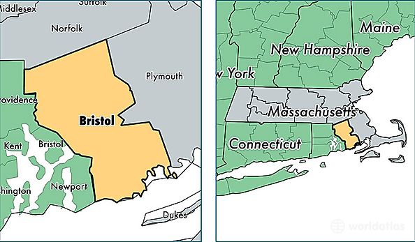 location of Bristol county on a map