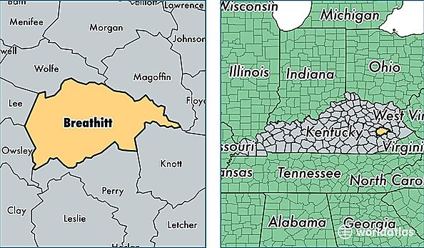 location of Breathitt county on a map