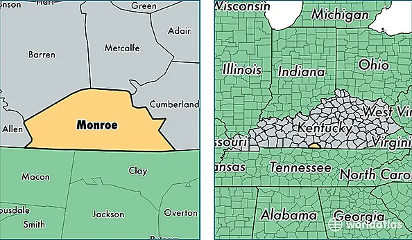 location of Monroe county on a map