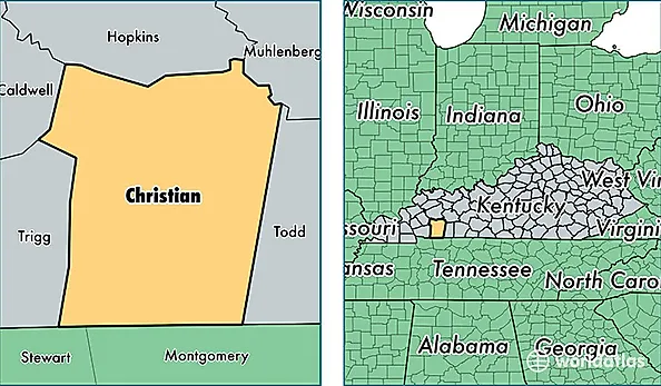 location of Christian county on a map