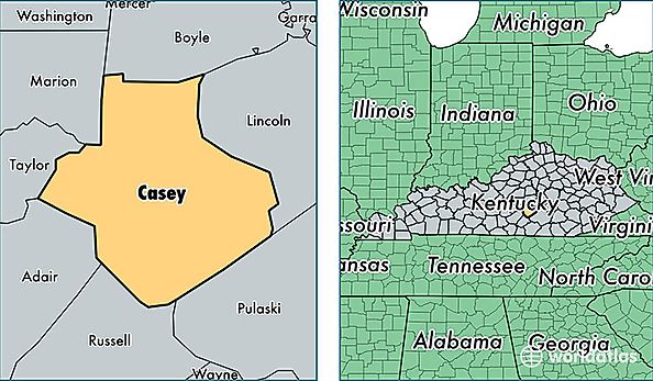 location of Casey county on a map