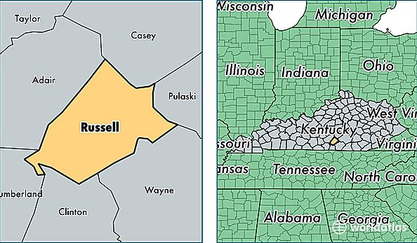 location of Russell county on a map