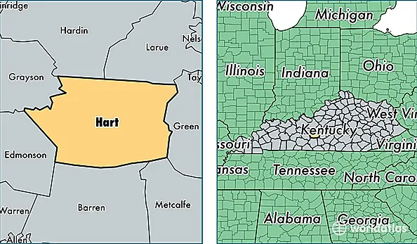 location of Hart county on a map