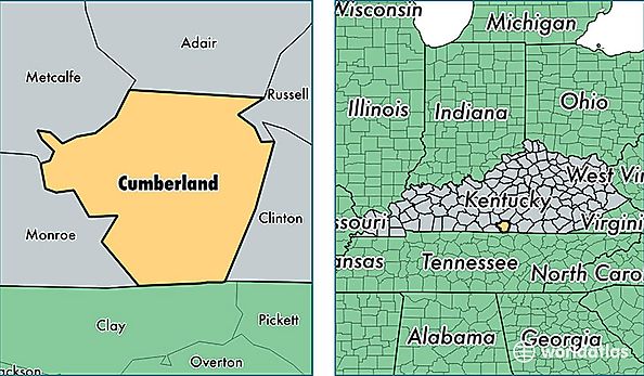 location of Cumberland county on a map