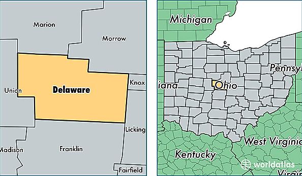location of Delaware county on a map