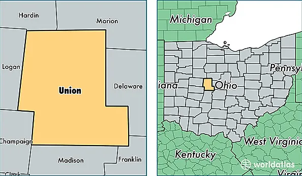 location of Union county on a map