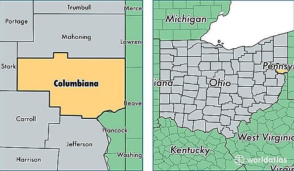 location of Columbiana county on a map