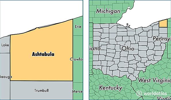 location of Ashtabula county on a map