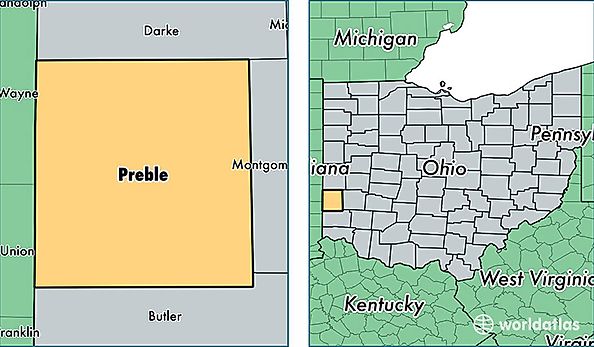 location of Preble county on a map