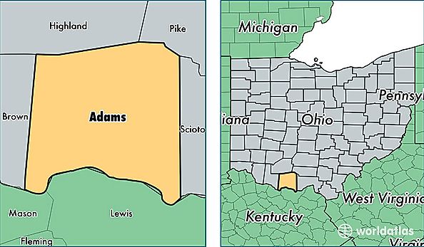 location of Adams county on a map