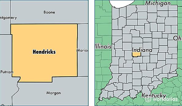 location of Hendricks county on a map
