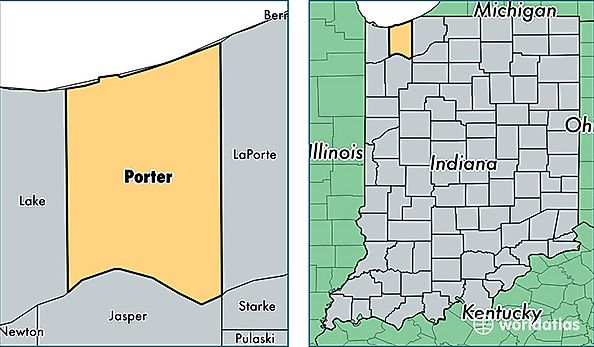 location of Porter county on a map