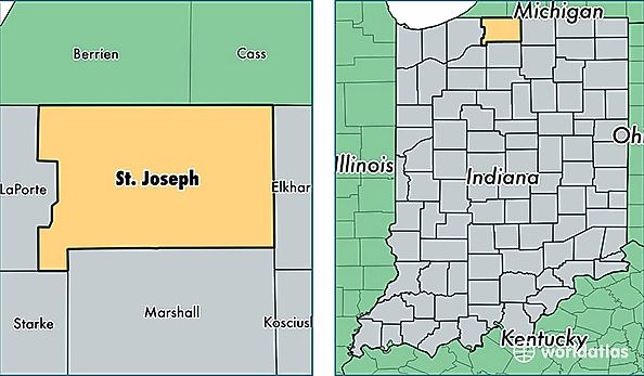 location of St Joseph county on a map