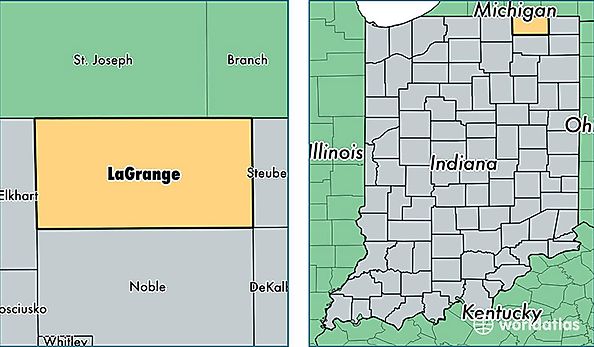 location of Lagrange county on a map