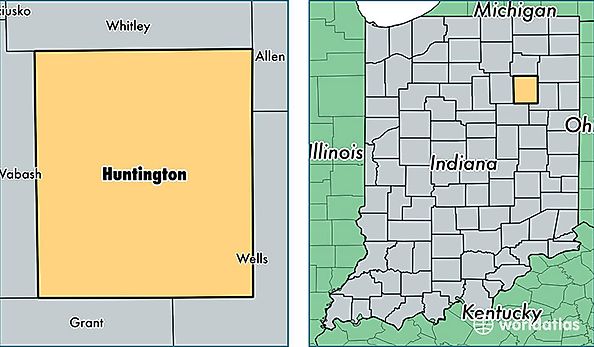 location of Huntington county on a map