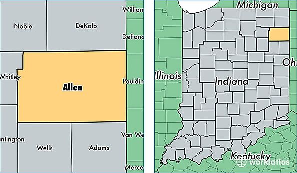 location of Allen county on a map