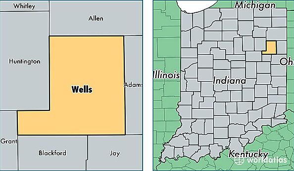 location of Wells county on a map