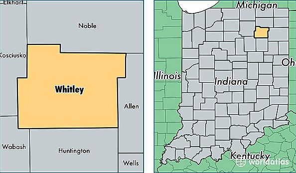 location of Whitley county on a map