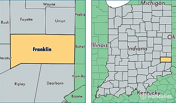 location of Franklin county on a map
