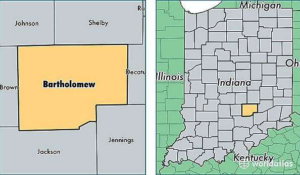 location of Bartholomew county on a map