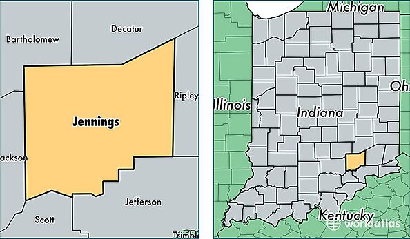 location of Jennings county on a map