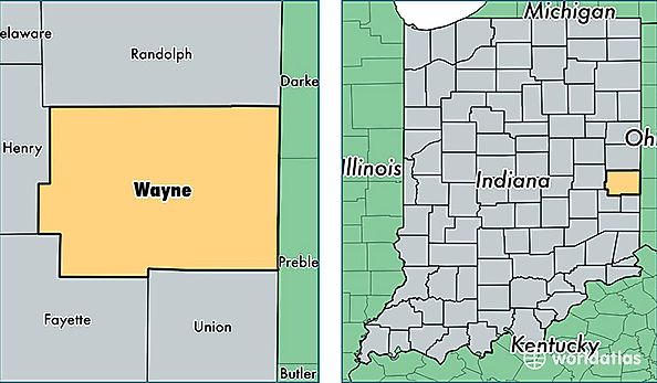 location of Wayne county on a map