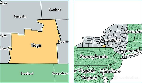 location of Tioga county on a map