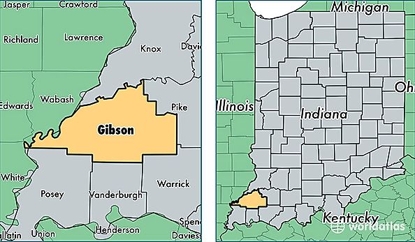 location of Gibson county on a map