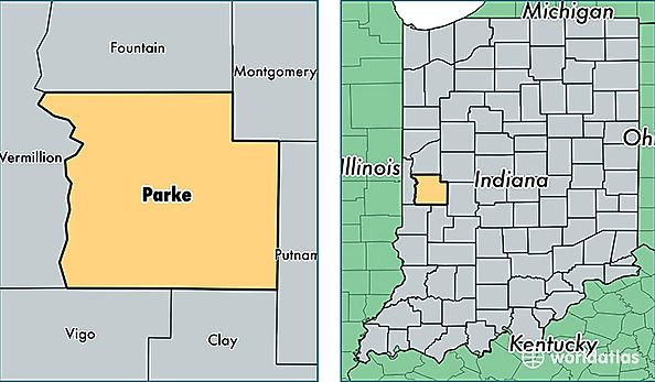location of Parke county on a map