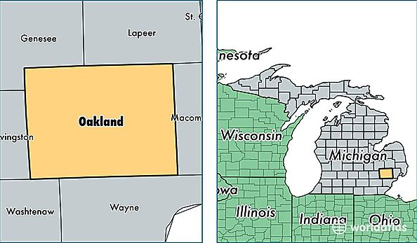 location of Oakland county on a map