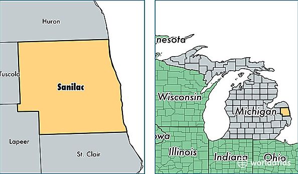 location of Sanilac county on a map