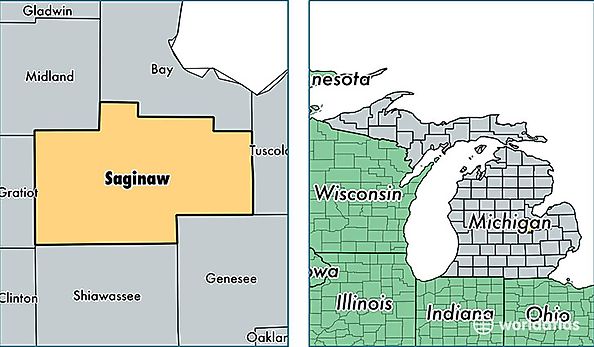 location of Saginaw county on a map