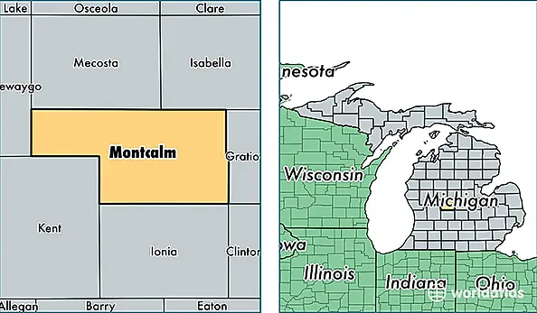 location of Montcalm county on a map
