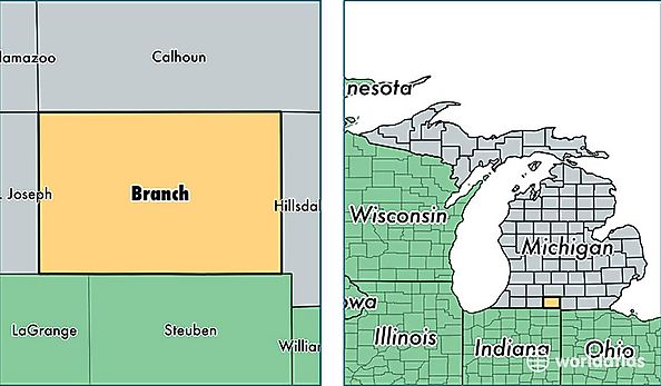 location of Branch county on a map