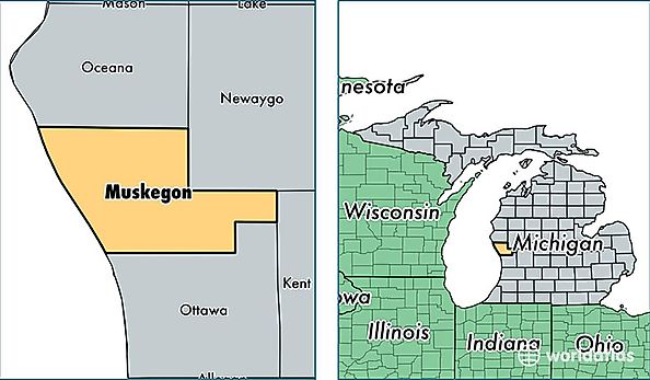 location of Muskegon county on a map