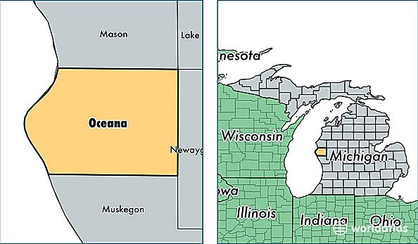 location of Oceana county on a map