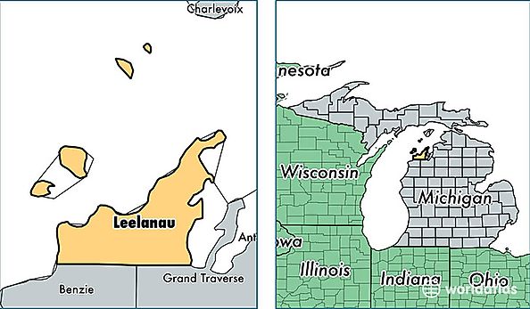 location of Leelanau county on a map