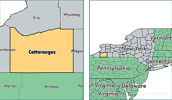 location of Cattaraugus county on a map