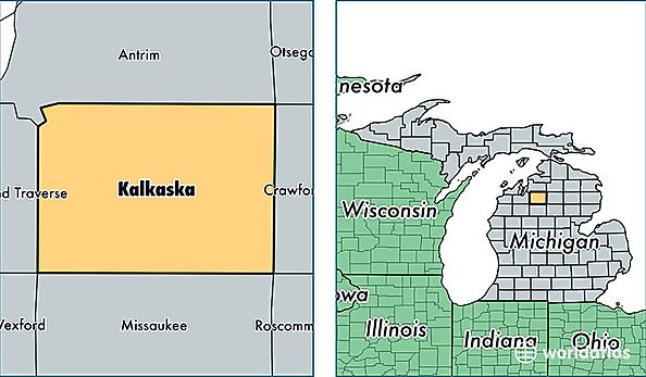 location of Kalkaska county on a map