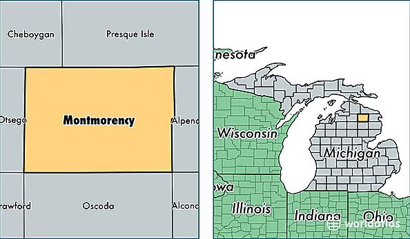 location of Montmorency county on a map