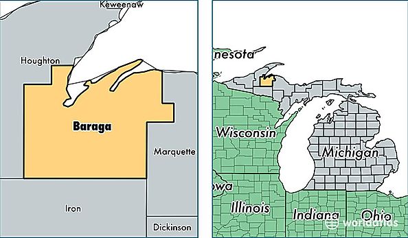 location of Baraga county on a map