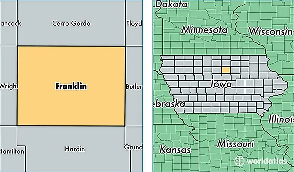 location of Franklin county on a map