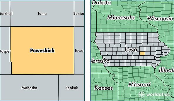 location of Poweshiek county on a map