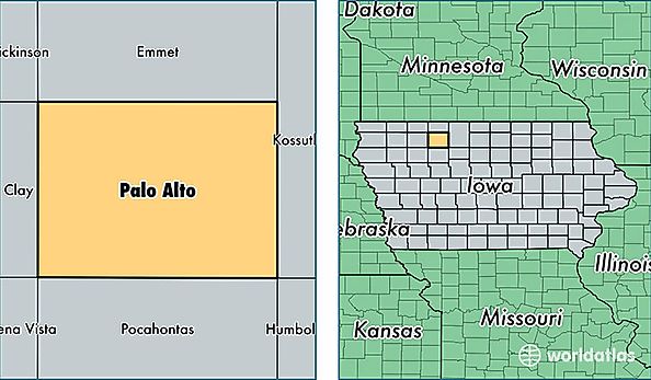 location of Palo Alto county on a map