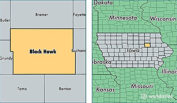 location of Black Hawk county on a map