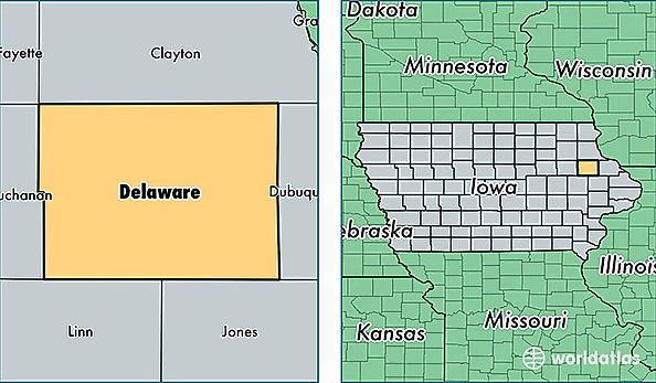 location of Delaware county on a map