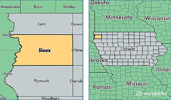 location of Sioux county on a map